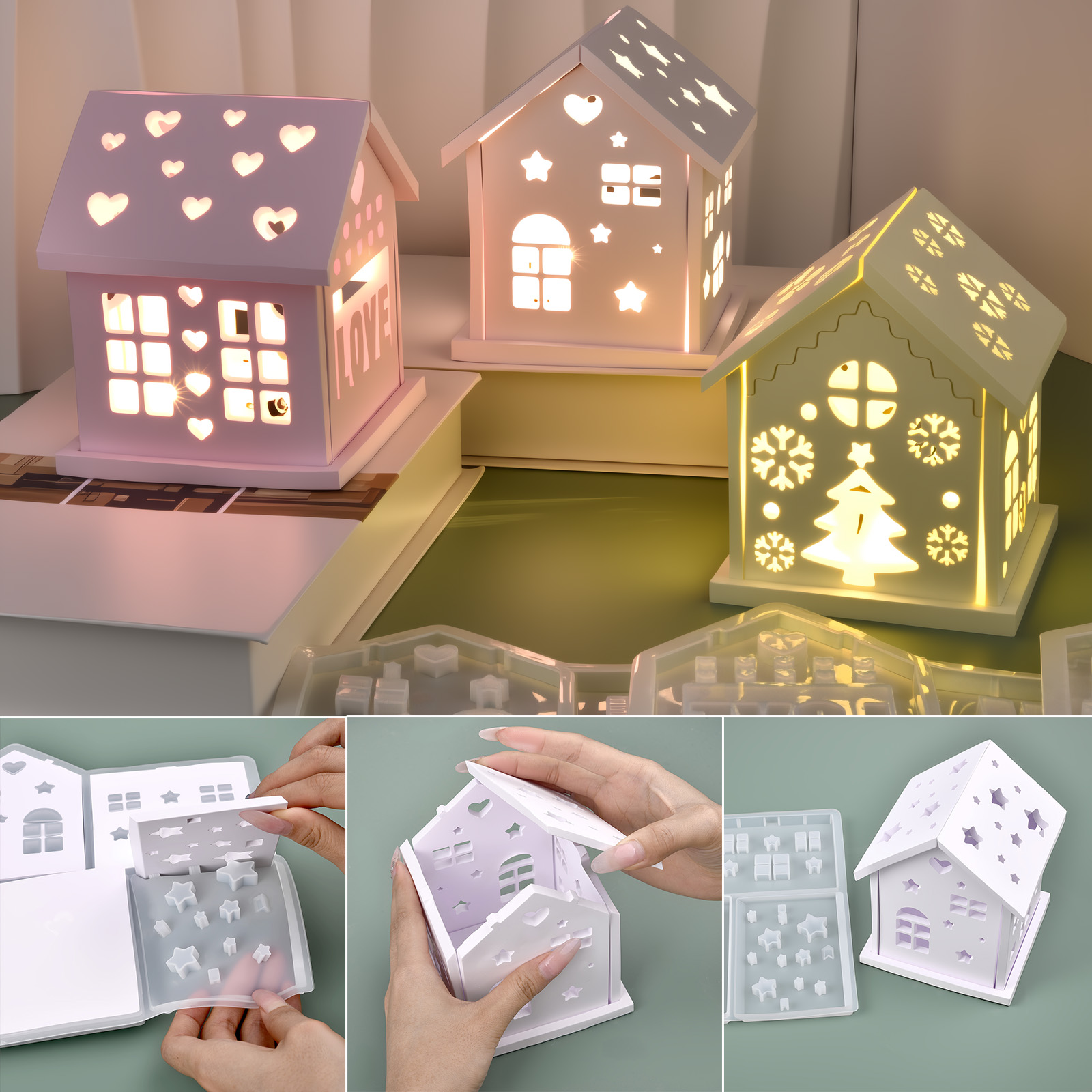 3D House Silicone Mold DIY Chr - Candle Holder Supplies のレビューと価格