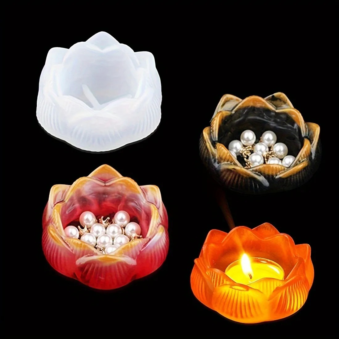 1pc DIY Lotus Flower Silicone  - Candle Holder Supplies のレビューと価格
