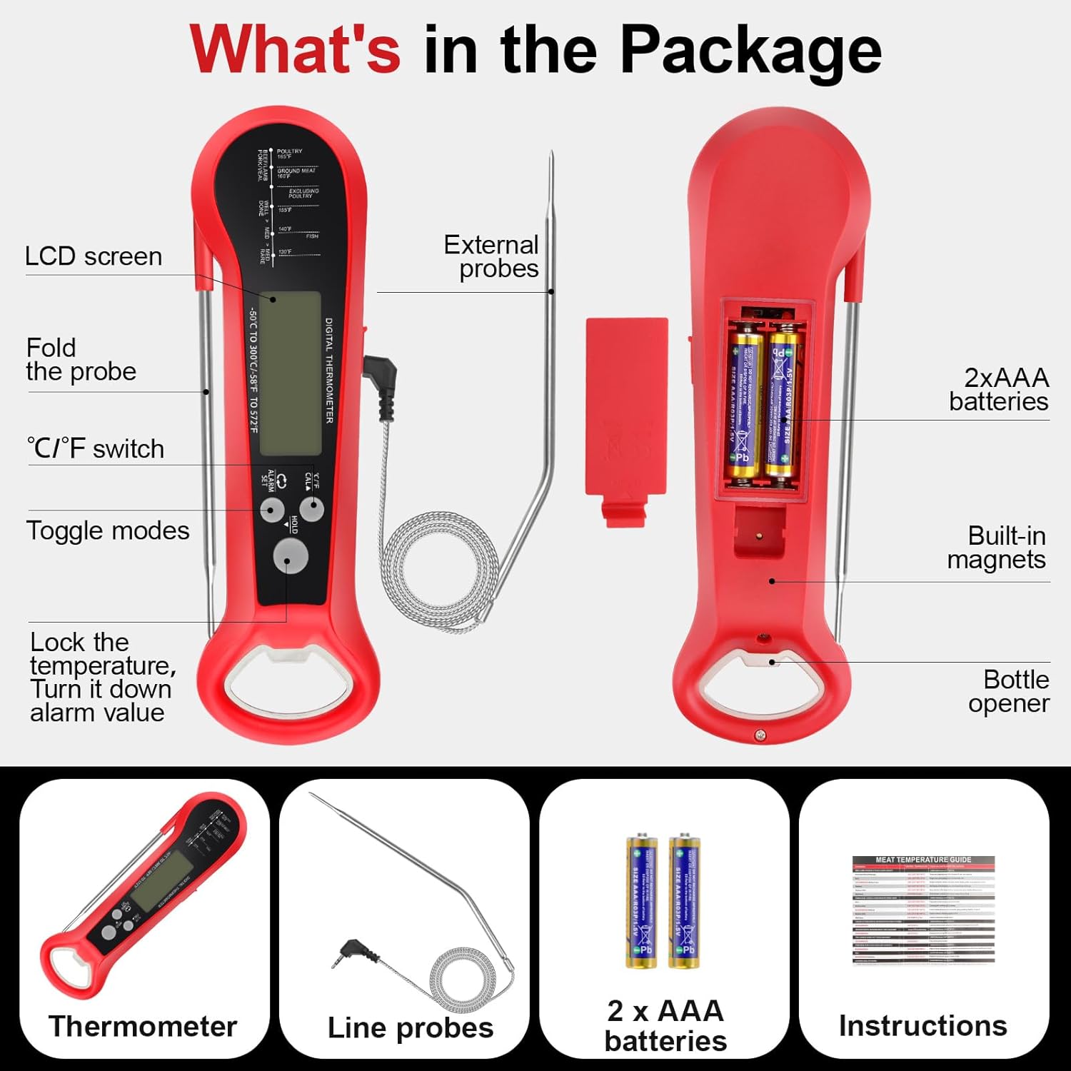 Long Cable Professional Meat T - Digital Thermometer Probe のレビューと価格